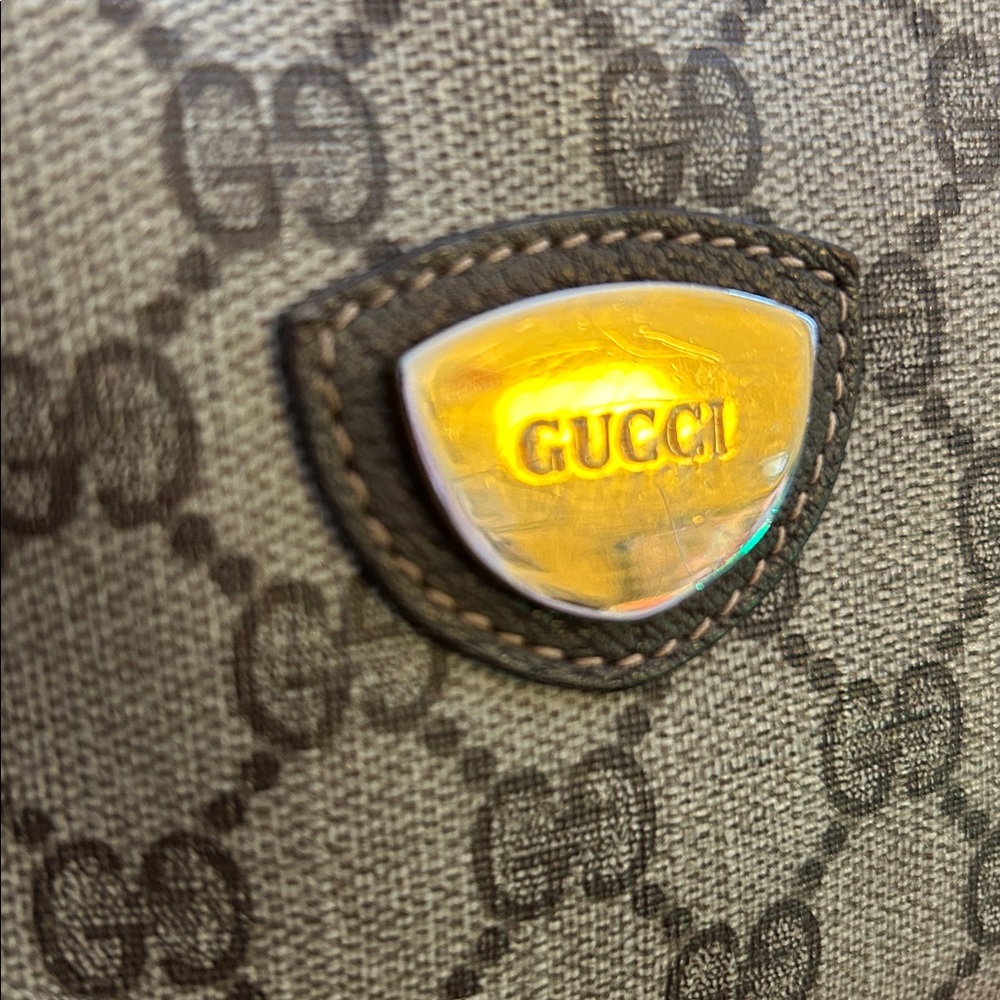 Gucci Vintage GG Supreme Monogram Shoulder Bag Coated Canvas Half Moon Purse - Picture 10 of 16